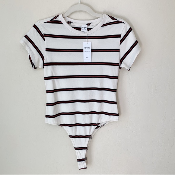 NWT RE/DONE Striped cotton-jersey bodysuit - Picture 3 of 4